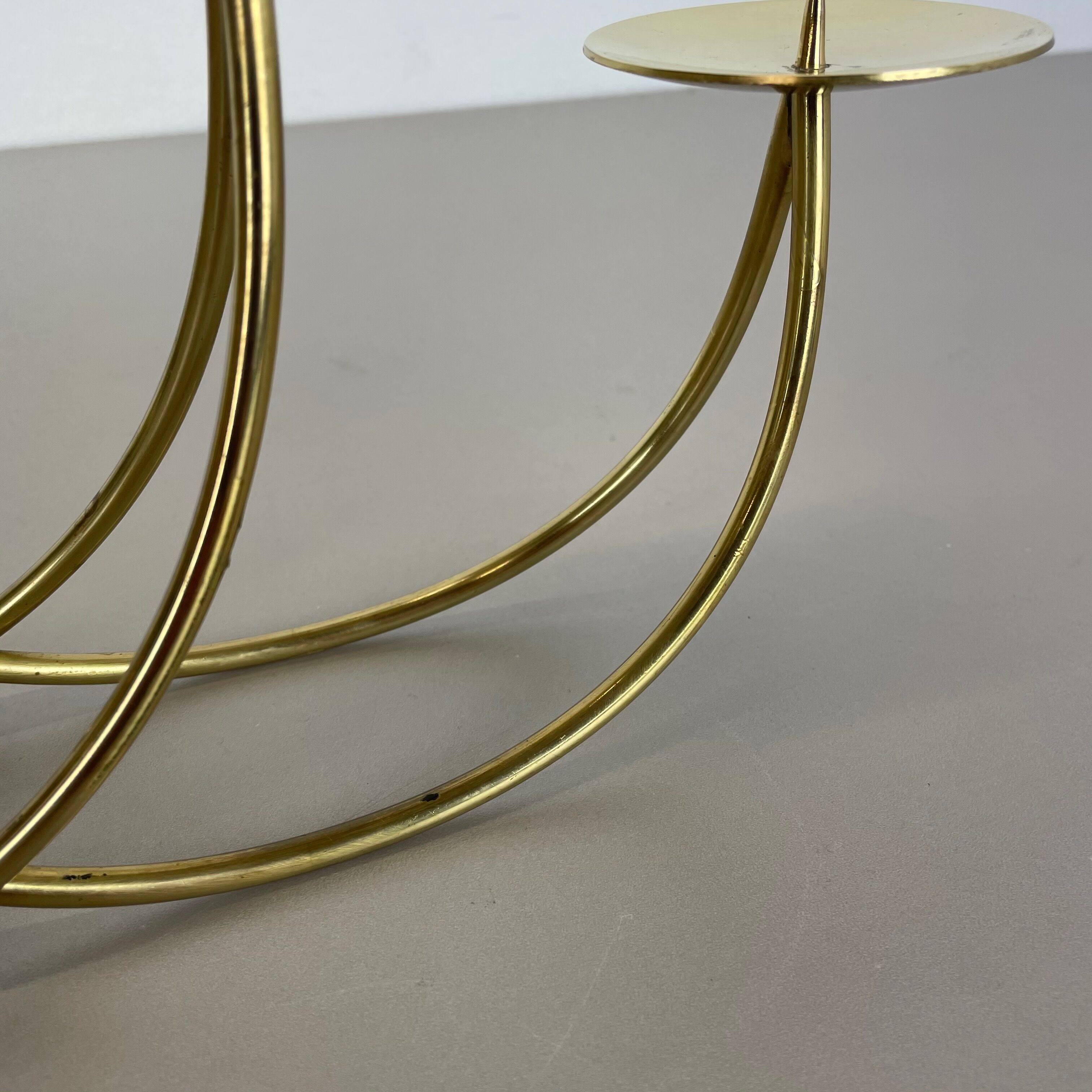 Sculptural solid brass candleholder by Harald Buchrucker Bauhaus, Germany, 1950s