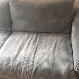 Sky blue ribbed 3-seater sofa
