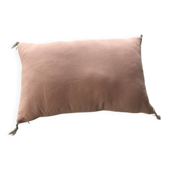 Coussin rectangulaire en lin vieux rose