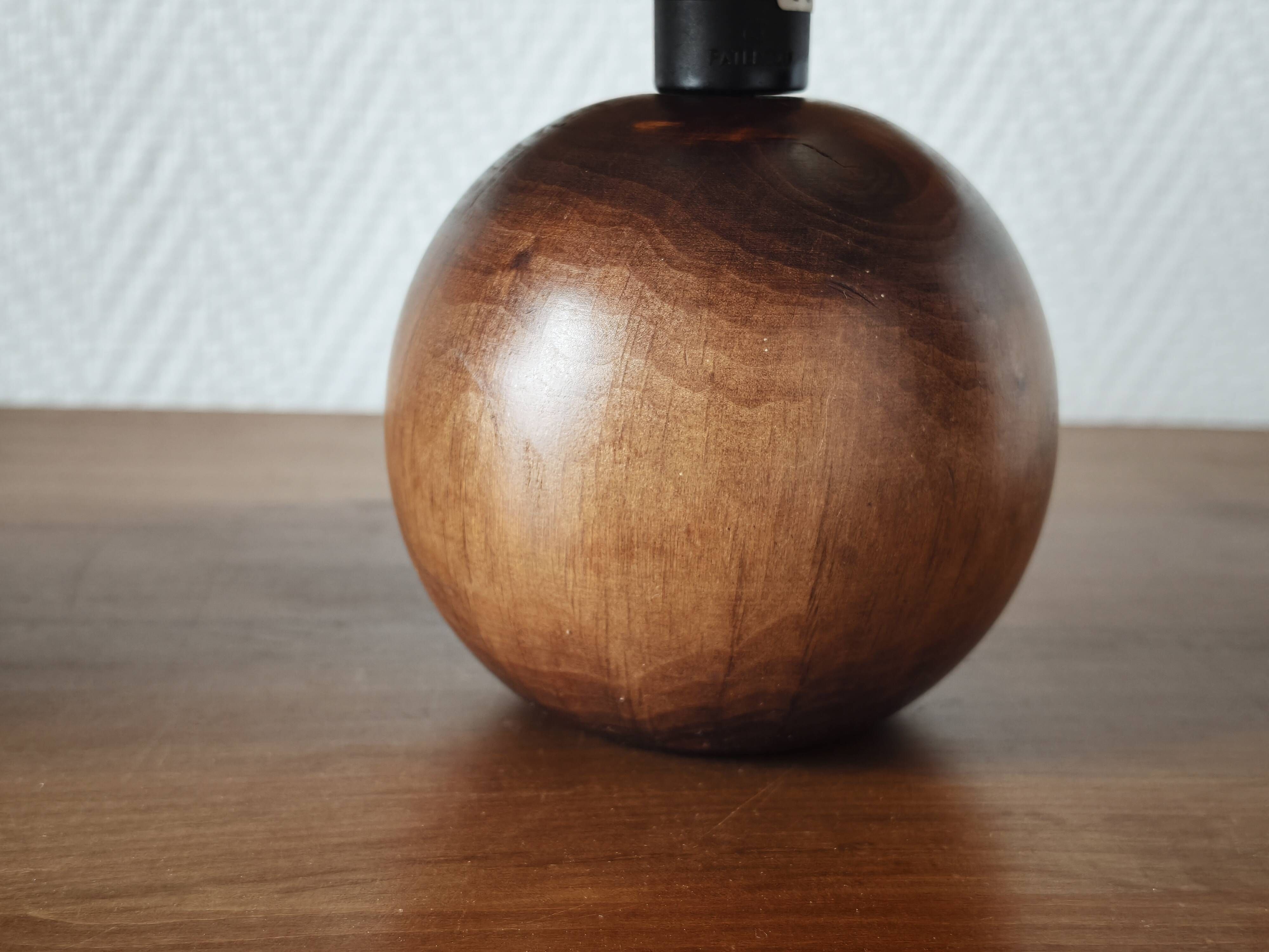 Pair of solid wood ball lamps 1980
