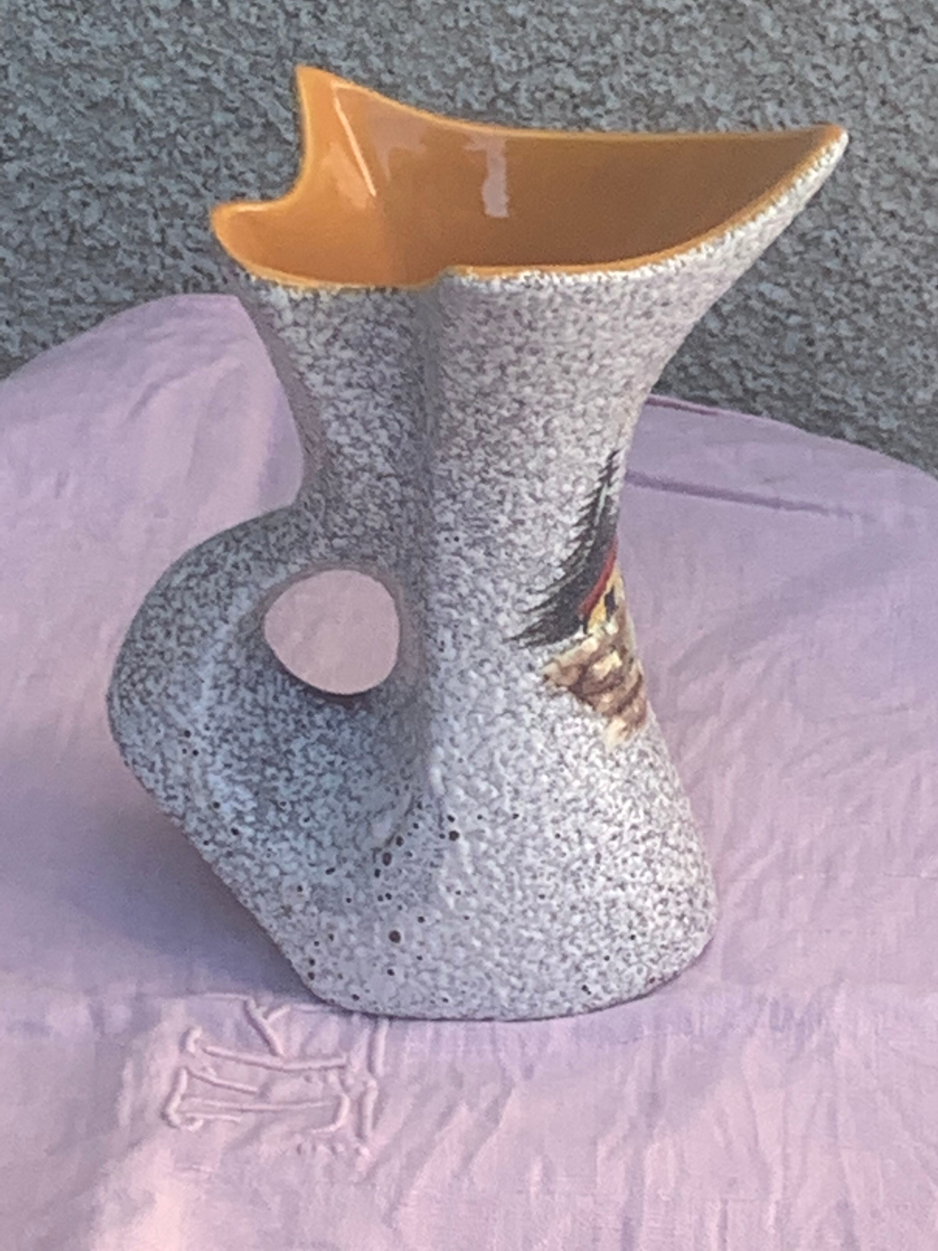 Vase tess in glazed ceramic pattern vintage and collector mountain chalet