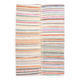 7x9 Mid Century Modern Handmade Striped Vintage Kilim Rug, 184x271Cm