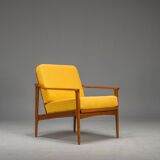 Chaise longue danoise du milieu du siècle en teck attribuée à Ib Kofod-Larsen, années 1960