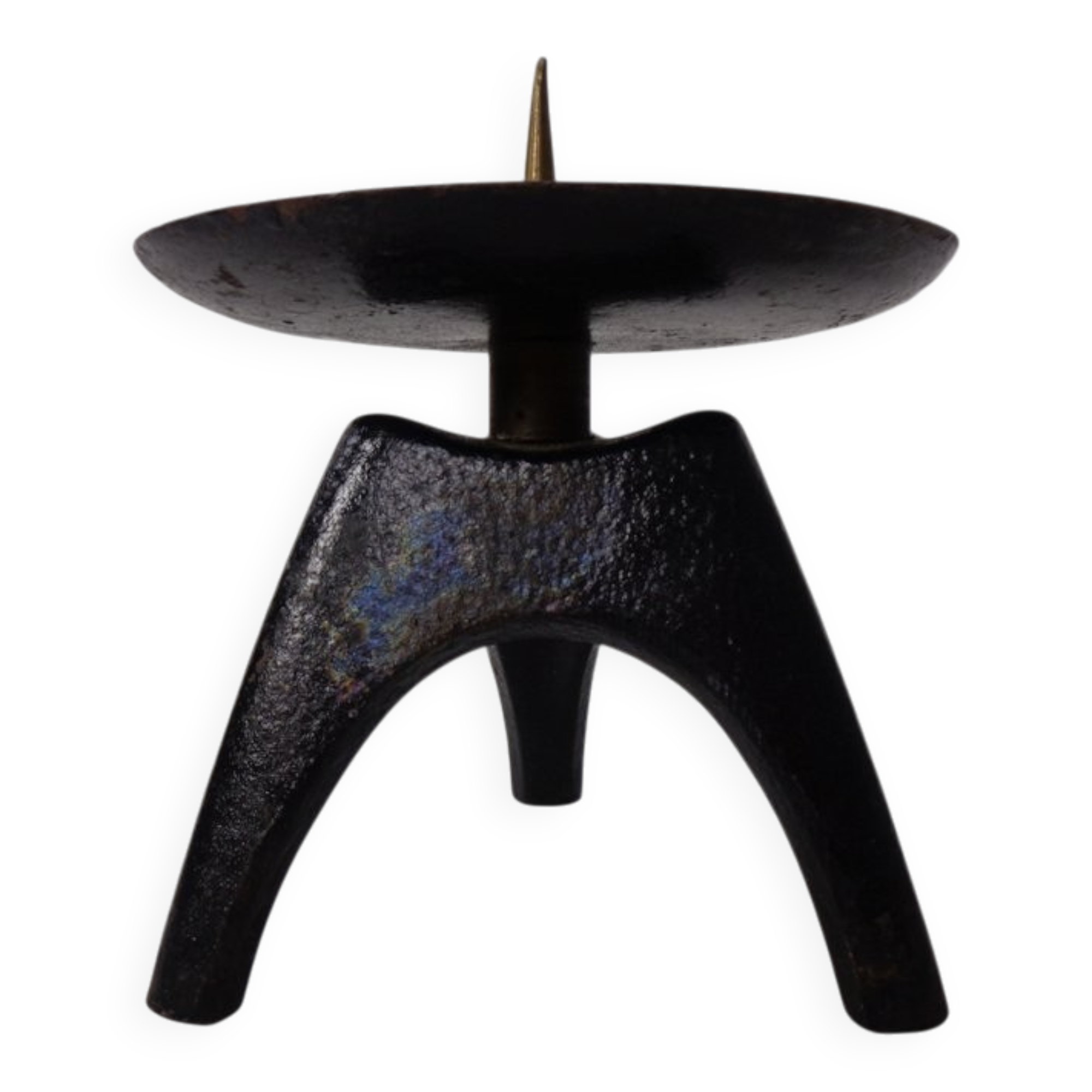 German Brutalist Iron Candleholder, 1960s
