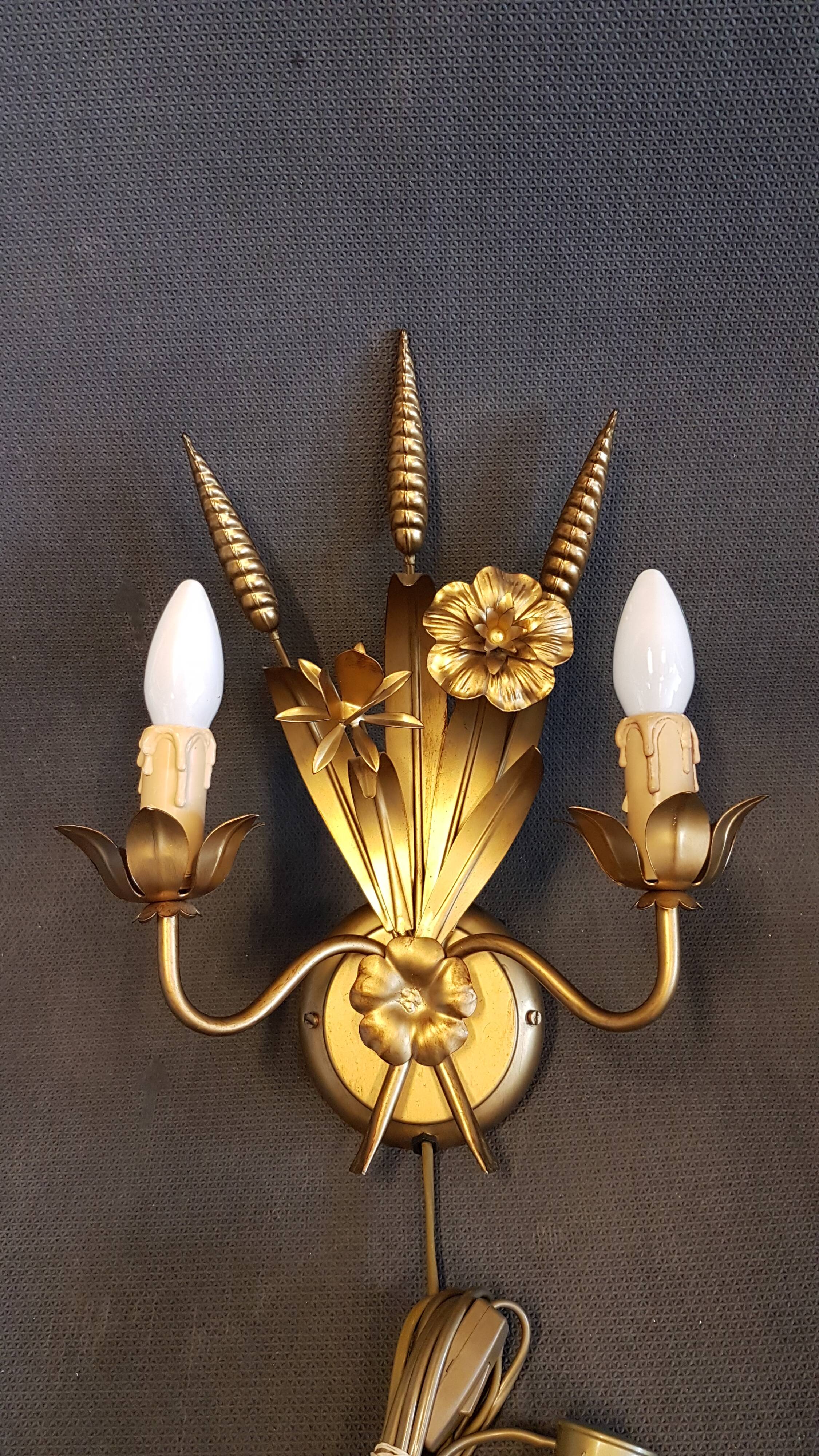 Wheat sheaf wall lamp, italy 1960s