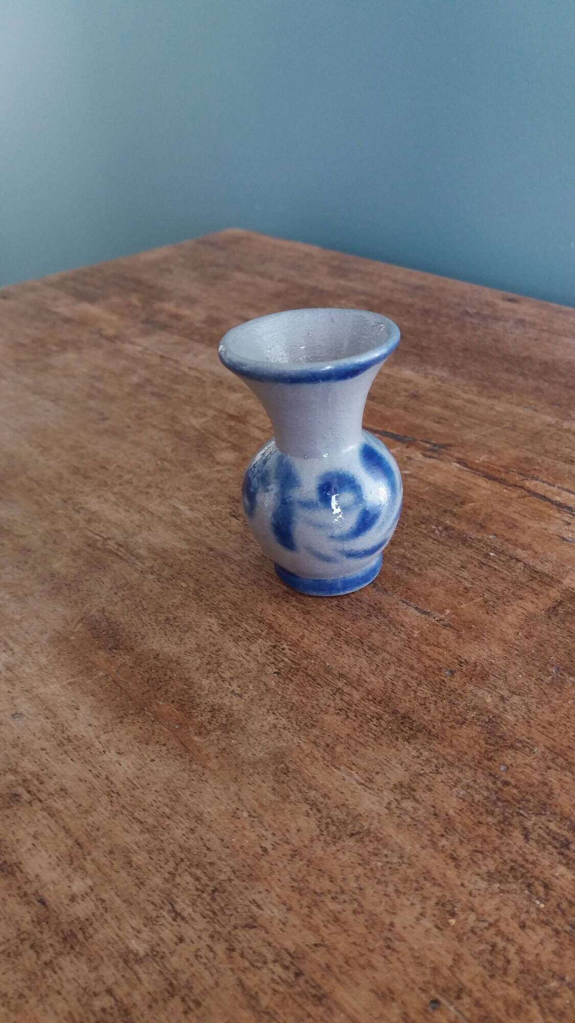 Miniature salt-glazed stoneware vase from Alsace
