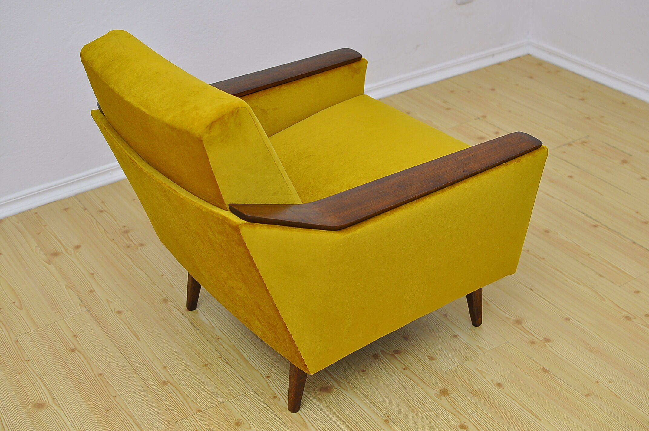 Yellow velvet armchair, 1960s