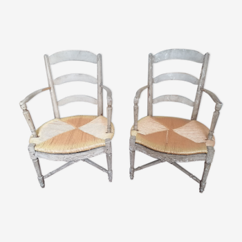 Ancienne paire de fauteuils provençal Louis XVl