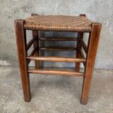Antique Perriand style rattan cane stool