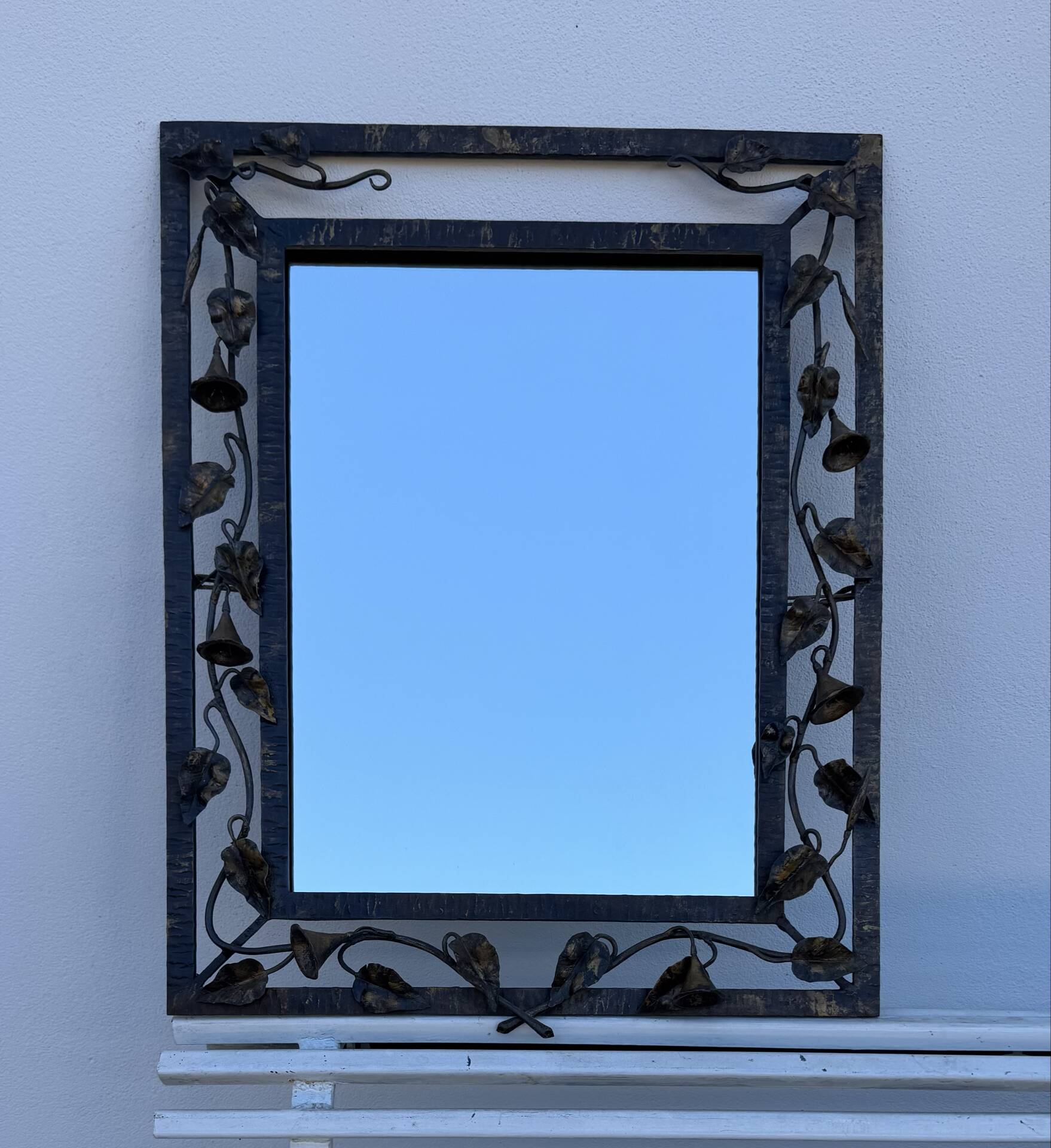 Wrought iron mirror with ivy Art Deco