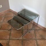 Set of 3 vintage nesting tables. 1970.