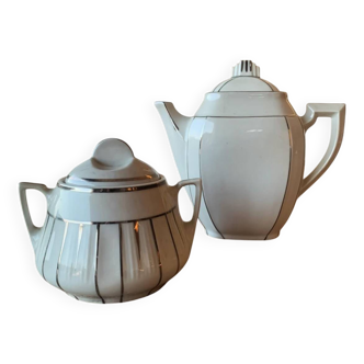 Art deco teapot or coffee pot and sugar bowl service