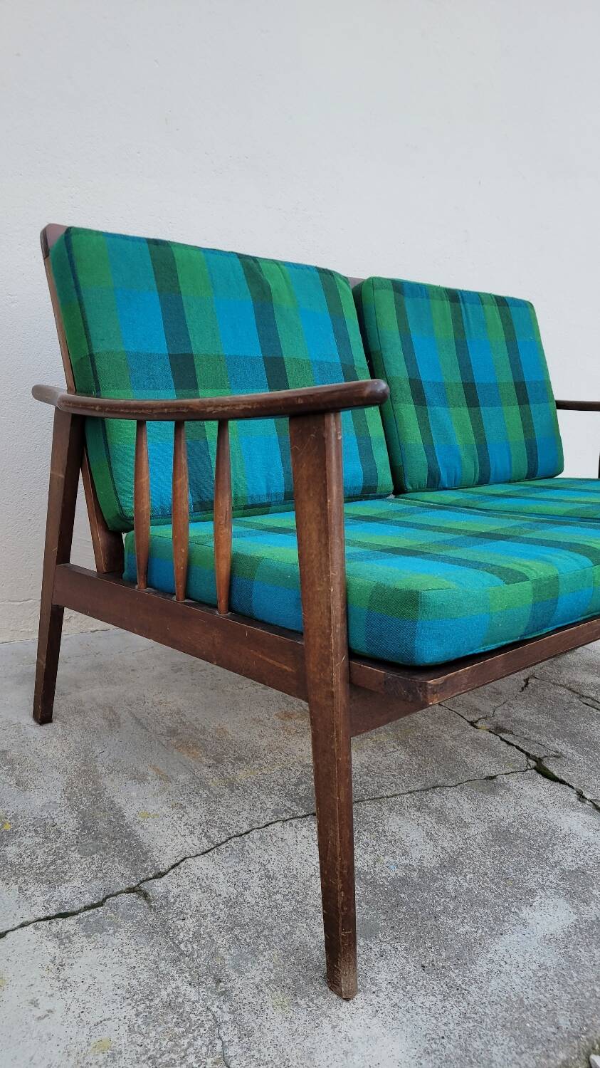 Vintage Scandinavian 2-seater sofa bench - 1950s