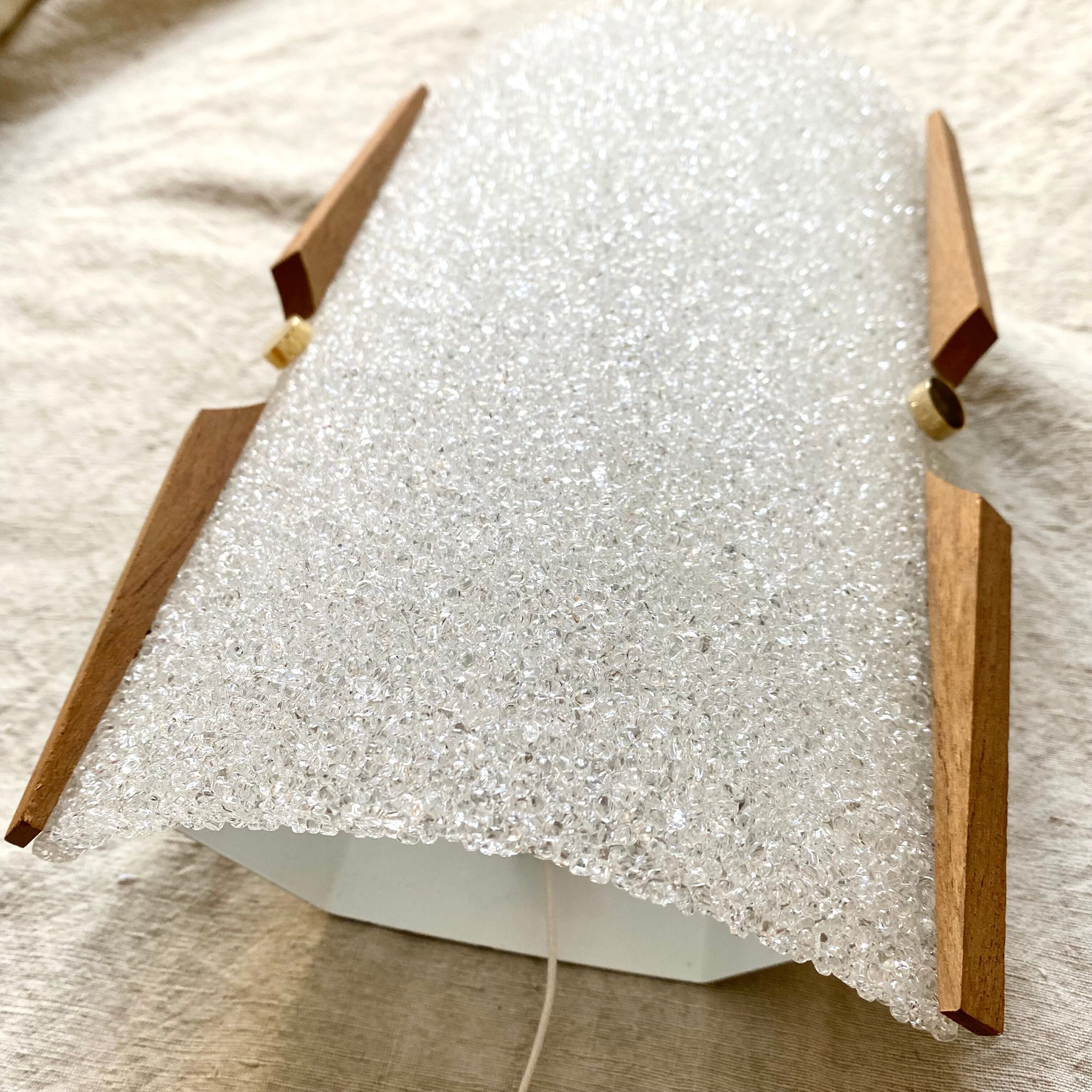 Vintage wall lamp perspex and wood