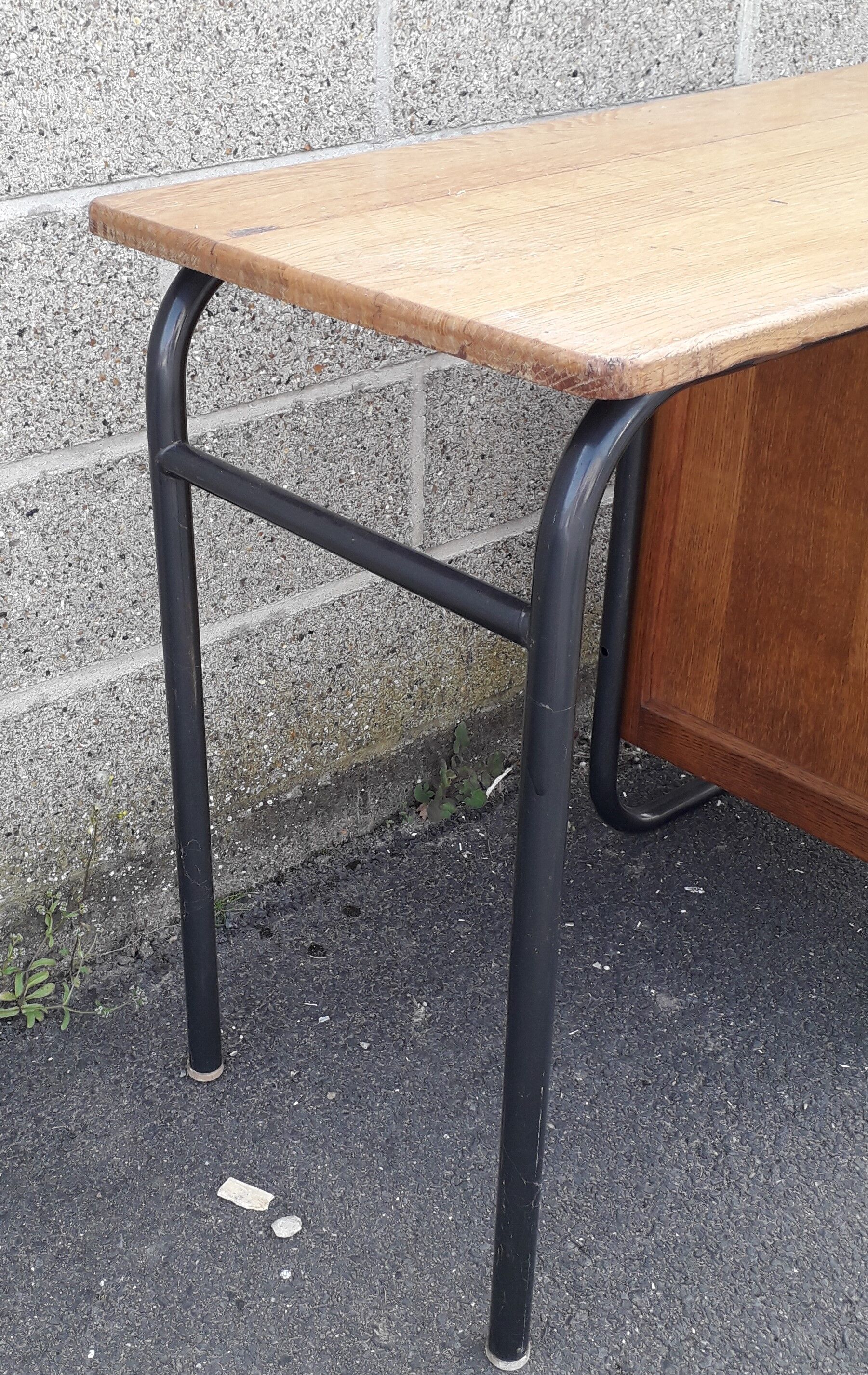 Boarding school desk, vintage, base metal