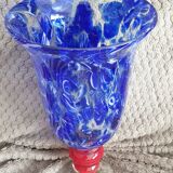 Superb Vintage Vase Piedouche Blue Molded