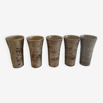 Set of 5 vintage stoneware glasses