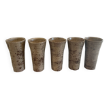 Lot de 5 verres en grès vintage