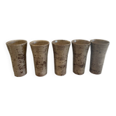 Set of 5 vintage stoneware glasses