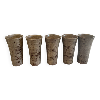 Set of 5 vintage stoneware glasses