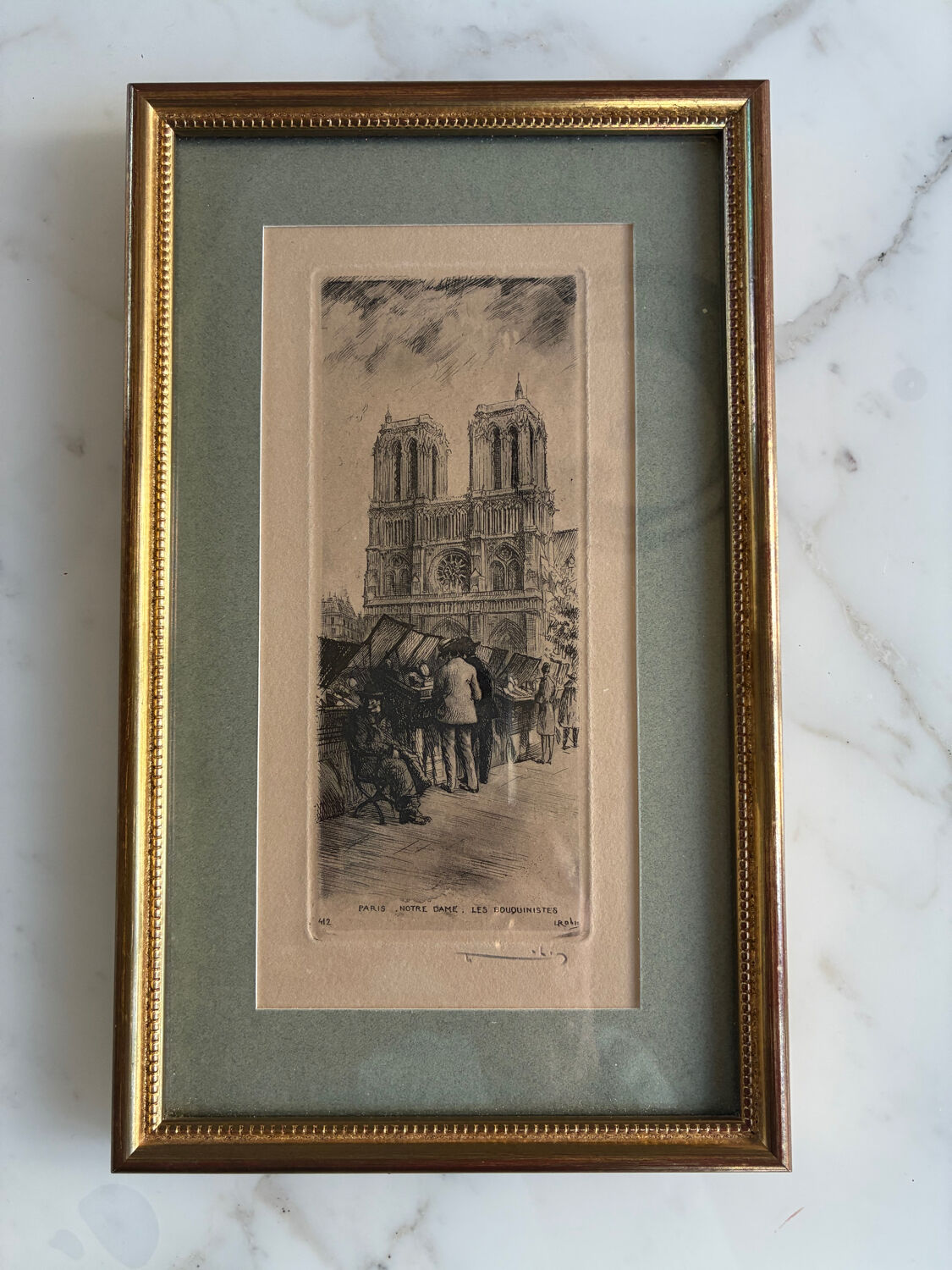 2 engravings of Parisian monuments signed Leopold Robin