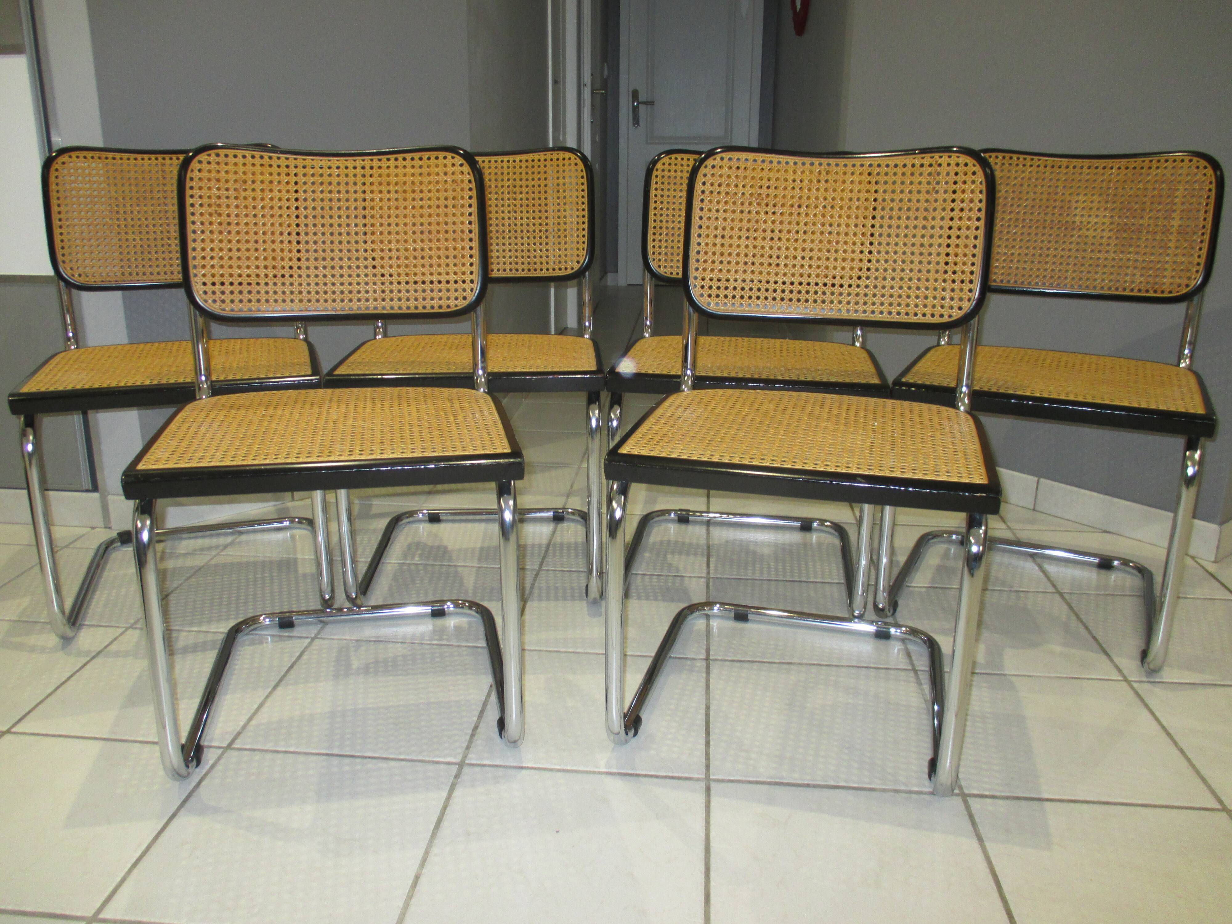 Set of 6 Cesca B32 chairs by Marcel Breuer 80s