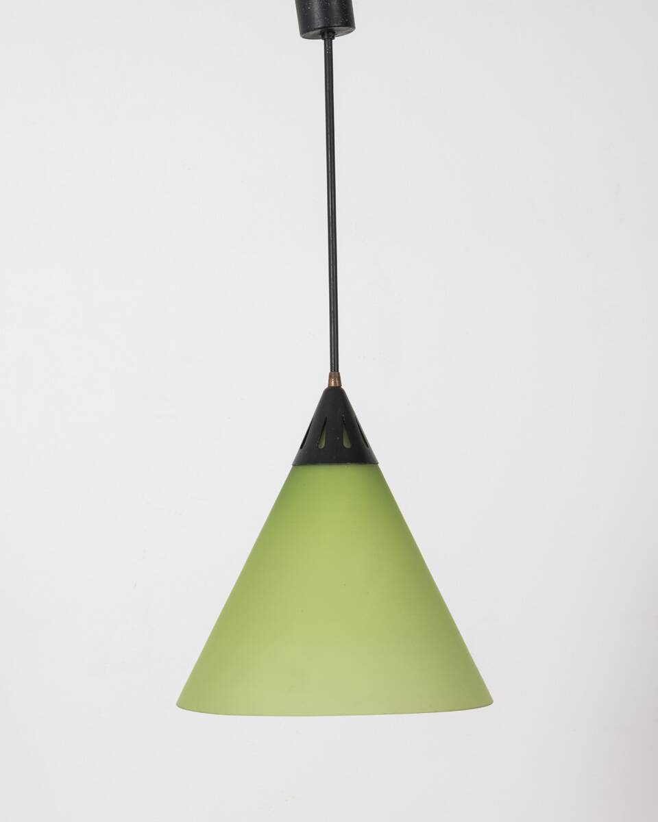 Vintage 60's chandelier in green glass, italian design