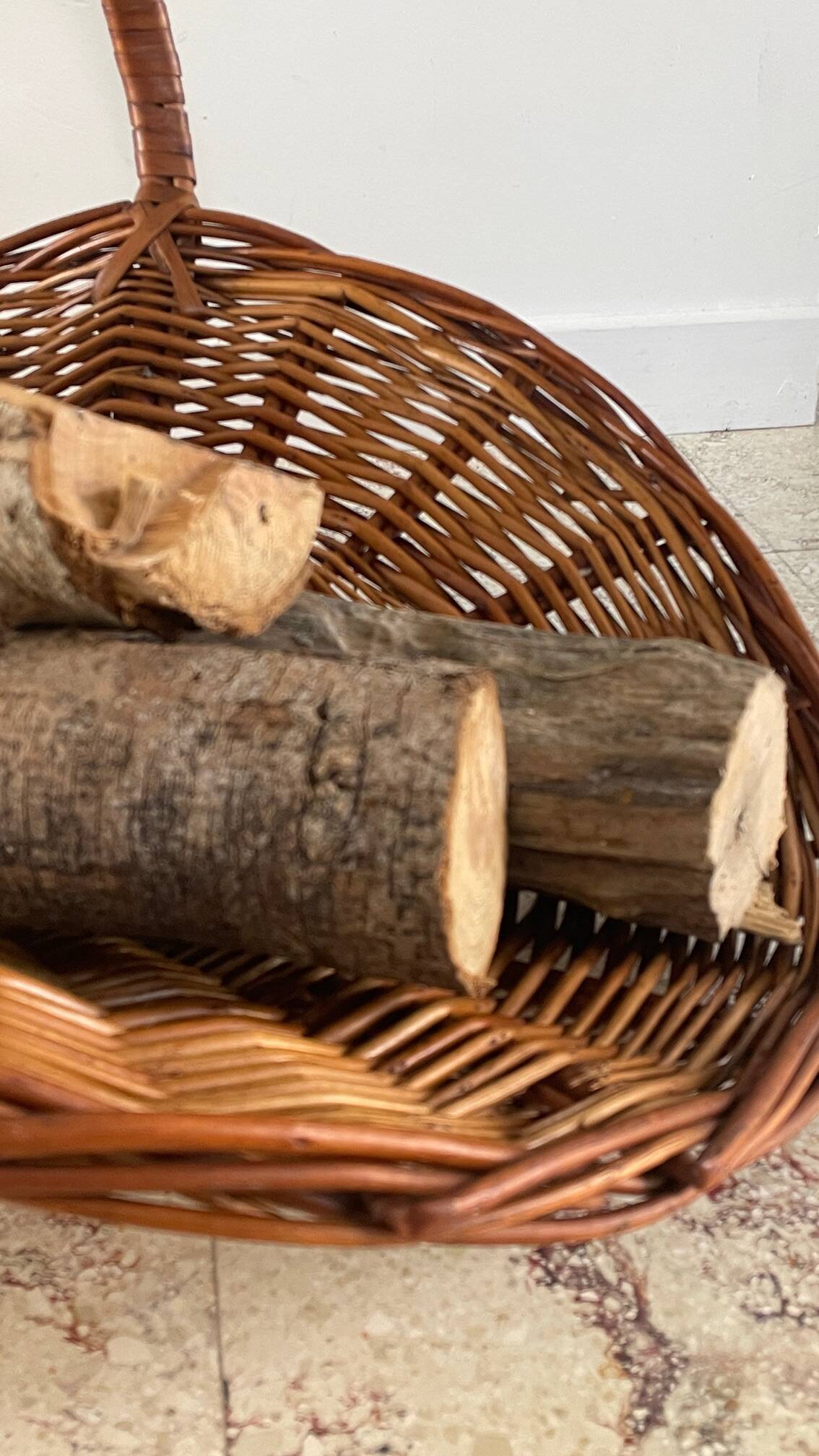 Vintage Rattan Log Basket