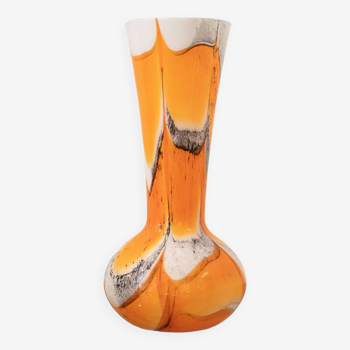 Vase verre soufflé Orange Italie 60