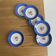 6 blue antique earthenware plates with flowers and gilding from Saint Amand Hamage.