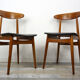 Set of 4 chairs 60s in teak and black leatherette
