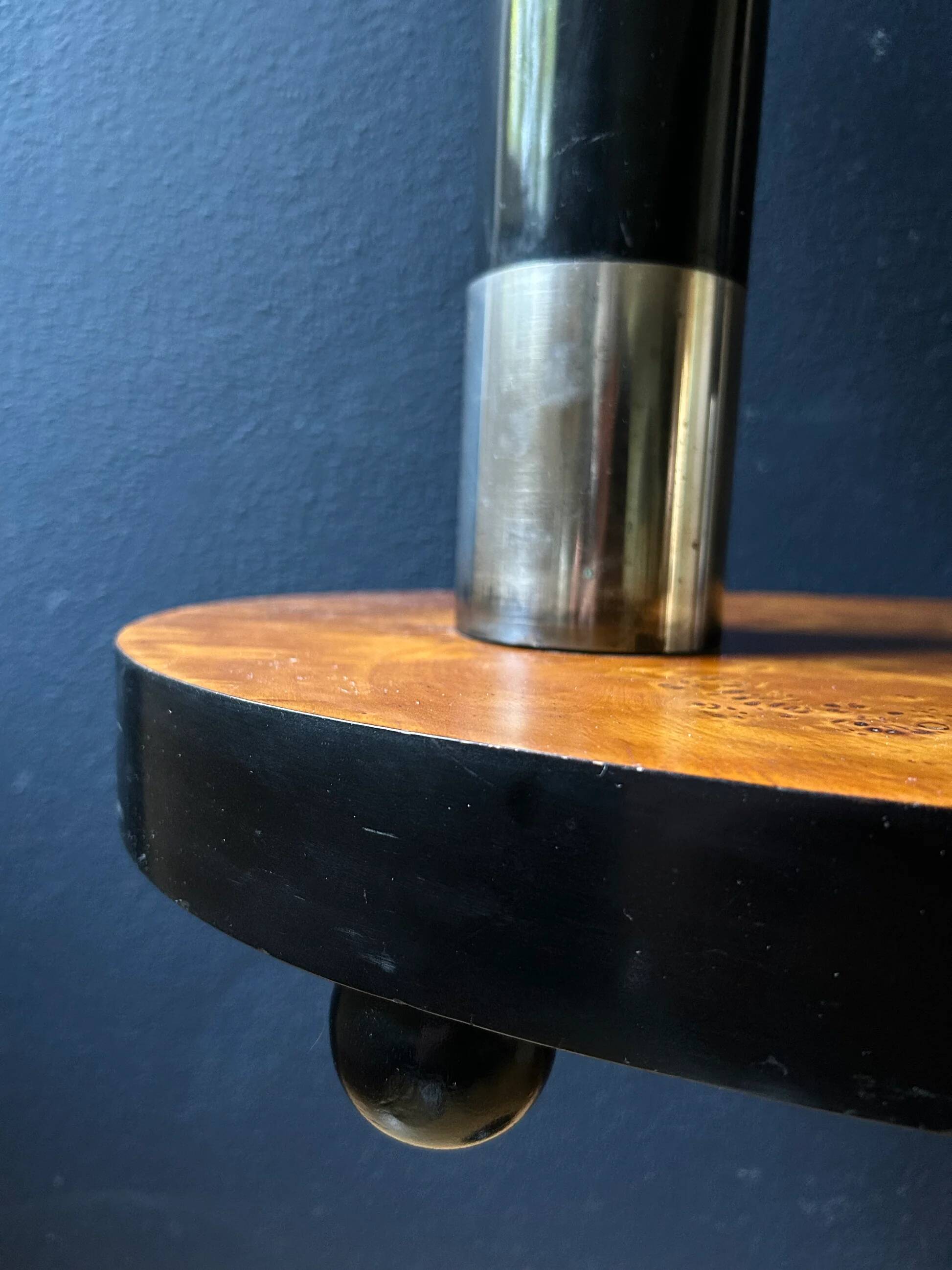 Art Deco side table with walnut burl veneer, France, 1930s.