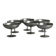 Set of 6 metal footed bowls in shiny finish.