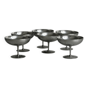 Lot de 6 coupelles sur pied en métal brillant