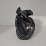 Signed enameled vase with asymmetrical free form