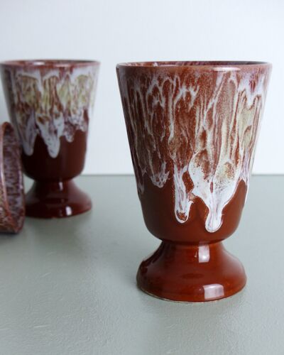 Set of 4 mazagrans or Petit-Massé ceramic cups