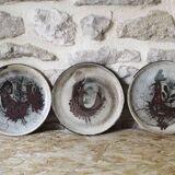 Lot de 3 assiettes à dessert Gustave Reynaud Le Murier