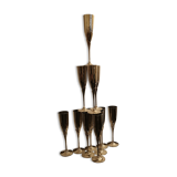 12 flûtes à champagne en laiton années 1970