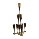 12 brass champagne flutes 70s