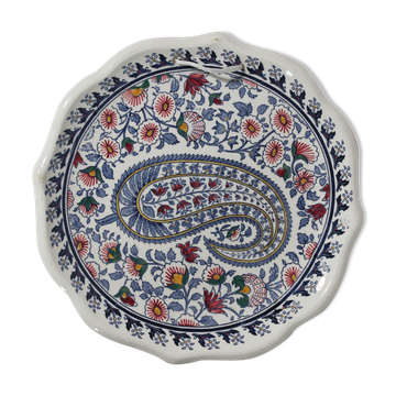 Vintage Gien earthenware plate with "Cashmere" decor