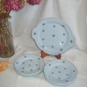 Vintage blue Hamage dessert service