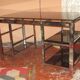 Vintage 70s chrome and smoked glass desk.
