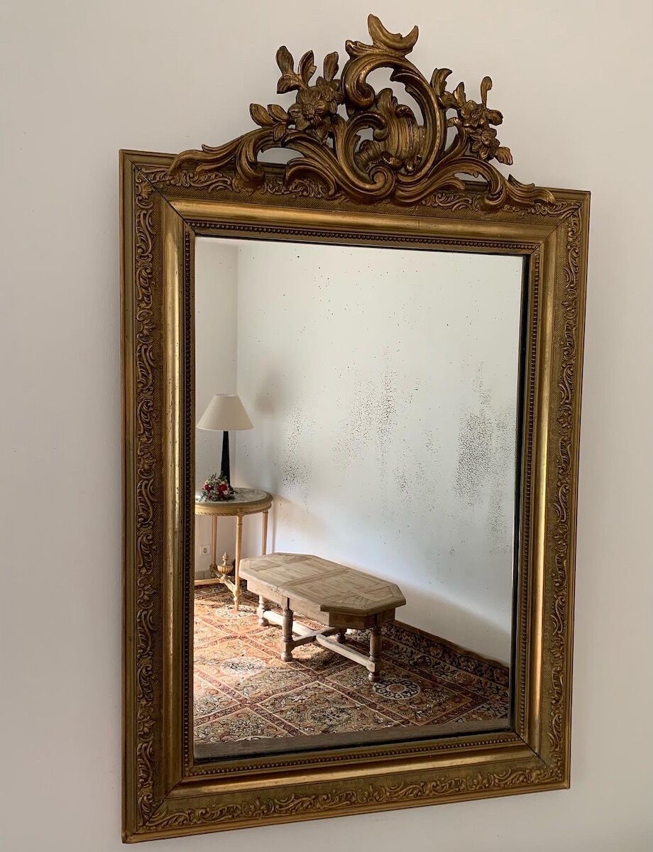 Mirror with molded pediment in Louis XVI style