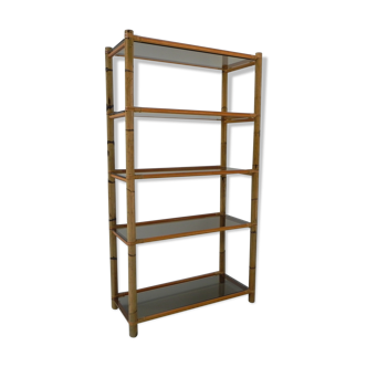 Bamboo showcase with 5 smoked glass shelves