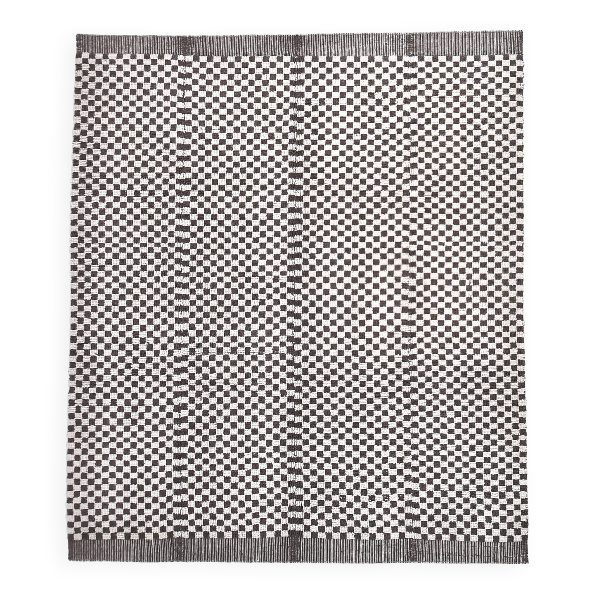 9x10 Checkered Brown White Moroccan Rug, 268x298Cm
