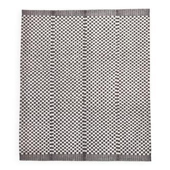 Tapis marocain à carreaux marron et blanc 9x10, 268x298 cm