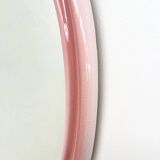 Large oval pink ceramic mirror (76cm) – vintage Italian design