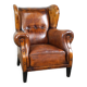 Irresistible old sheep leather wingback armchair with the most beautiful colors