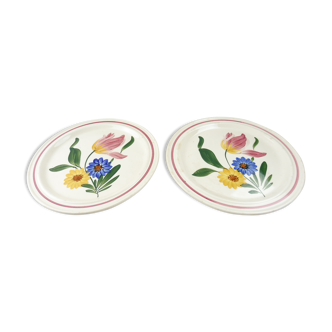 Lot of 2 plates with footouche décor Selestat, Schlettstadt, from Sarreguemines