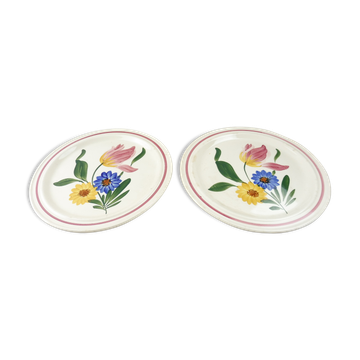 Lot of 2 plates with footouche décor Selestat, Schlettstadt, from Sarreguemines
